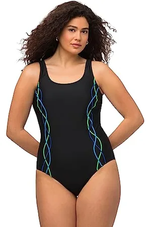 Ulla Popken Costume da Bagno, Pipings, Fascia sotto Il Seno, Fodera Anteriore Donna, , 58