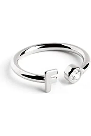 SINGULARU Anello Personalizzato Letter Spark. Regolabile. Argento Sterling 925 con Finitura Placcata Rodio. Taglia Unica. Gioielli da Donna. Lettera F