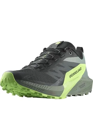 Salomon Sense Ride Scarpe da Trail Running da Uomo, Ammortizzazione e reattività, Grip versatile, Tomaia leggera, Black/Laurel Wreath/Green Gecko, 46 EU