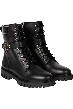 Tommy Hilfiger Stivali Bassi Donna Buckle Lace Up Stivaletti, (Black), 39 EU
