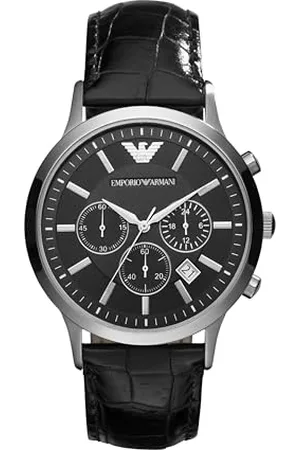 Emporio Armani Orologio Uomo, movimento cronografo, cassa in acciaio 43 mm con cinturino in pelle, AR2447