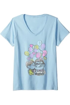 Disney Pixar Up Carl And Ellie Love Maglietta con Collo a V