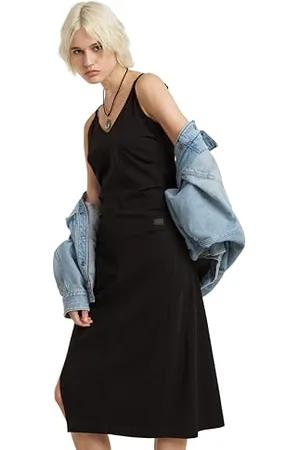 G-Star Donna Spaghetti Strap Slit Dress, (dk black D24573-B771-6484), S
