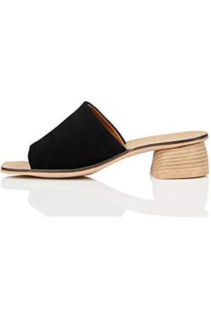 FIND FIND Soft Leather Mule - Sandali a Punta Aperta Donna, (Black), 38 EU