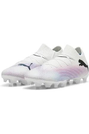 PUMA Future 7 PRO FG/AG Jr, Soccer Shoe Unisex-Bambini, White Black-Poison Pink, 29 EU