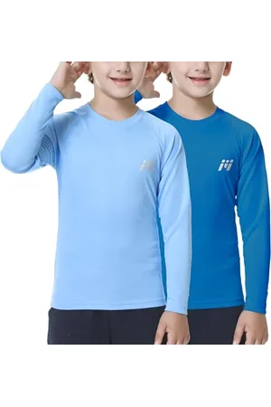 MEETWEE Ragazzi Rash Guard - Maglietta Nuoto Manica Lunga UV Protezione, UPF50+ Costume da Bagno per Bambini per Surf Beach Pool