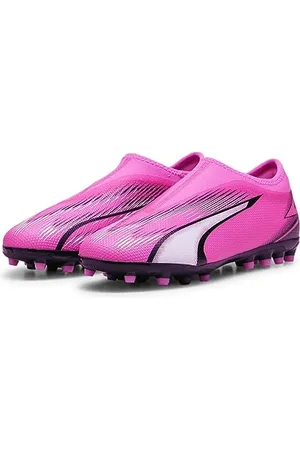 PUMA Ultra Match LL MG JR, Soccer Shoe, Poison Pink White Black, 37.5 EU