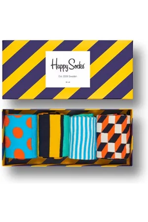 Happy Socks Pacco da 4 calzini unisex divertenti multicolor Amazon Stripe Gift Box