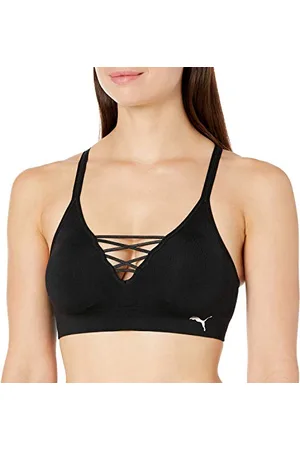 PUMA Reggiseno con Lacci da Donna Sportivo, Opaco, Nero/Metallizzato, S