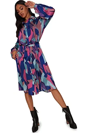Chi Chi London Graphic Print Shirt Dress in Vestito, 48 Donna