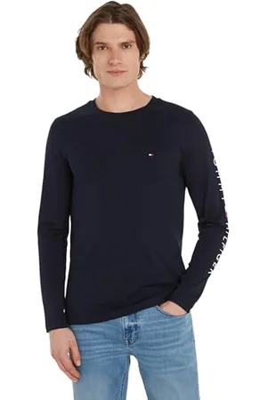 Tommy Hilfiger Tommy Logo Long Sleeve Tee Mw0mw09096, Magliette a maniche lunghe Uomo, Blu (Desert Sky), XS