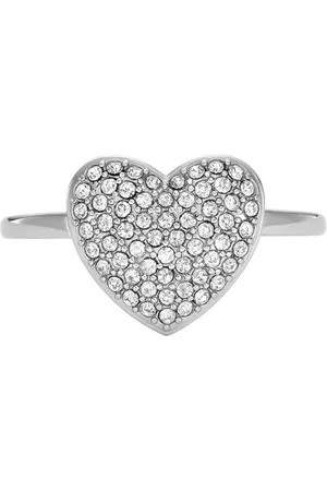 Fossil Anello con punto focale centrale Sadie Glitz Heart da donna in acciaio, JF046770405