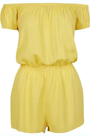 Urban classics Ladies off Shoulder Short Jumpsuit Tuta Intera, (Bright-Yellow 01684), Medium Donna
