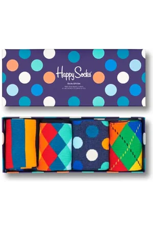 Happy Socks 4-pack Big Dot Box, Calzini Unisex adulto, -Verde-Arancia-Rosso-Bianco-Giallo, 41-46 confezione da 4