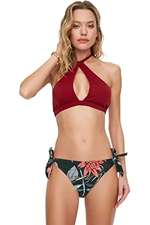 Trendyol Bikini a Vita Bassa con Motivo Floreale Bottoms, Multicolore, 40 Donna