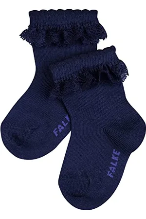 Falke Romantic Lace B SO cotone tinta unita 1 paio, Calzini Unisex - Bimbi 0-24, (Marine 6120), 80-92