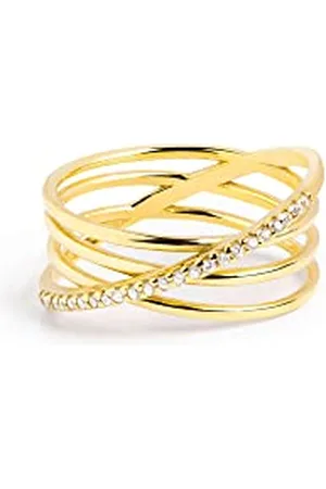 SINGULARU Anello Comete. Argento Sterling 925 con Finitura Placcata 18Kt. Gioielli da Donna. Misura 16