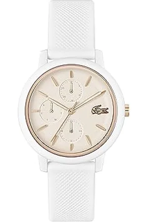 Lacoste Orologio Analogico Multifunzione al Quarzo da Donna Collezione .12.12 MULTI con Cinturino in Silicone Bianco - 2001326