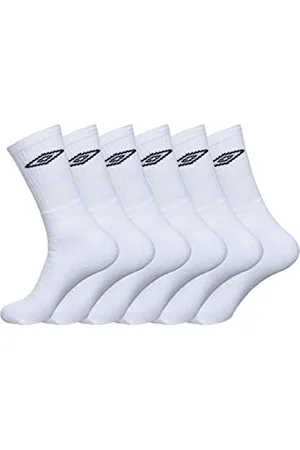 Umbro Calzini Uomo Sportivo Resistente, Set di 6 Calze Uomo Lunghe Tennis, Confortevoli, Bianchi, Taglie 43/46