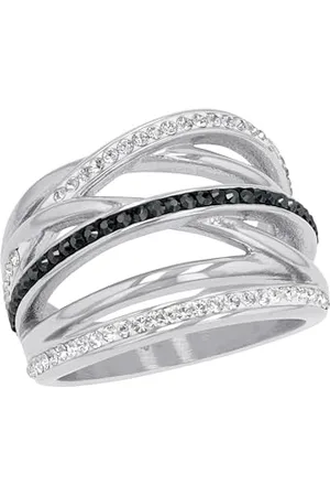 QS by s.Oliver Anello Anelli da Donna in Acciaio Inossidabile, con cristallo, Argento, in confezione regalo