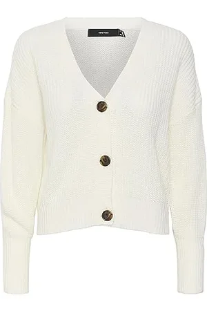 VERO MODA Vmlea LS V-Neck Cuff Cardigan Noos, Maglione Donna, Ballerino di Nuvola, XXL