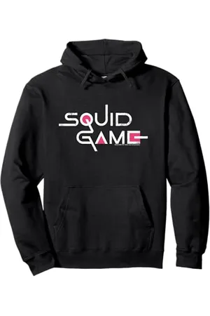 Squid Game Classic Logo Testo Bianco Felpa con Cappuccio
