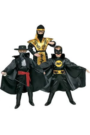 CIAO Eroi Action 3-in-1 (Ninja, Bandito Cavaliere, Supereroe) Costume Travestimento Bambino (8-10 Anni)
