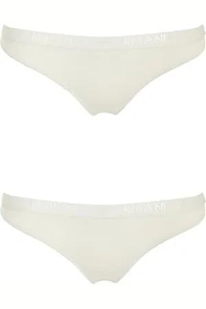 Emporio Armani Iconic Microfiber Logoband 2-Pack Thong, Mutandine Perizoma Donna, (Yogurt), XS