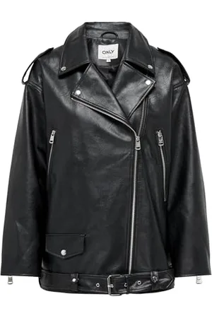 ONLY ONLVERA Faux Leath Long Biker Otw Noos Giacchetta di Pelle, Black, XS Donna