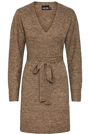 Pieces® Pcellen LS Wrap Knit Dress Noos BC Vestito, , S Donna