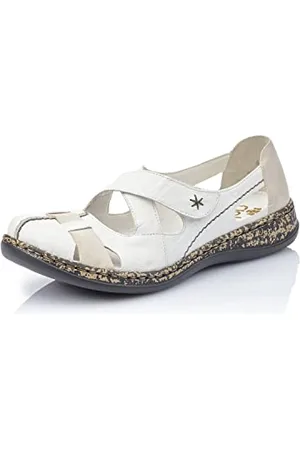 Rieker 46367, Ballerine Donna, Weiß (Weiss/Grey / 80), 39 EU