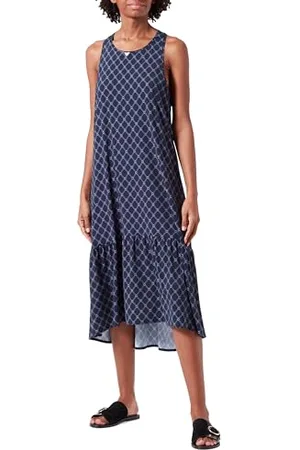 Emporio Armani Long Dress Logo Print Cover-Up, Copricostume da Bagno Donna, (Marine), L-XL