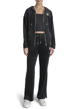 DKNY Rhinestone Logo Full Zip Hoodie Giacca, , S Donna