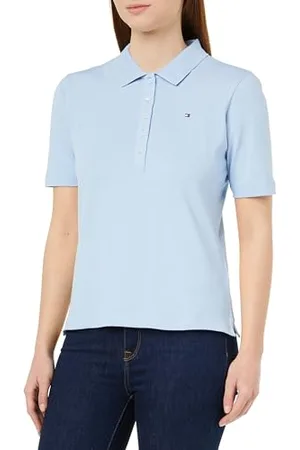 Tommy Hilfiger 1985 Reg Pique Polo SS WW0WW37820 Maniche Corte, (Well Water), XXS Donna