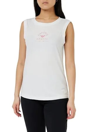 Emporio Armani Iconic Stretch Cotton Logoband Loungewear Tank, T-Shirt Donna, (White), XL