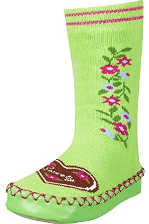 Playshoes Scarpe a Calzino con Suola Antiscivolo - Cuori, Pantofole Unisex - Bambini e ragazzi, Verde (Green 29), 17/18 EU