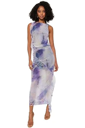 Trendyol Damen Abstrakt Midi Rüschenrock Rock Gonna, , S Donna