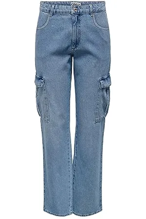 ONLY ONLRILEY HW STR Cargo DNM PIM875 Noos Pantaloni, , 29W x 34L Donna