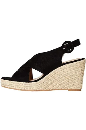 FIND FIND Crossover High Wedge Espadrille - Espadrillas Donna, (Black), 37 EU