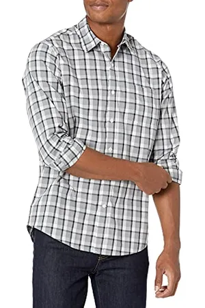 Amazon Camicia Casual in Popeline a Maniche Lunghe vestibilità Regular Uomo, , XS