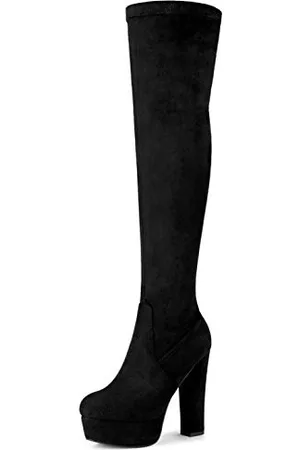 Allegra K Stivali alti da donna con plateau e tacco a blocco, , 39.5 EU