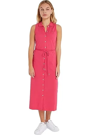 Tommy Hilfiger Abito a Polo Donna Slim Fit, (Bright Cerise Pink), S