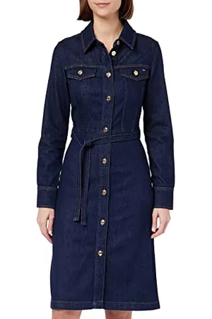 Tommy Hilfiger Abito in Jeans Donna Maniche Lunghe, (Vic), 32