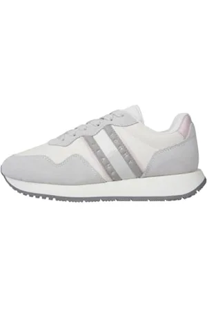 Tommy Hilfiger Donna Sneakers da Runner Eva Metallic in Pelle Scamosciata, Avorio (Ivory), 37