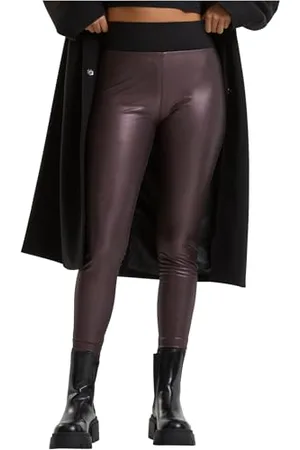 Urban classics Ladies Faux Leather High Waist Leggings, Leggings, Donna, (Red Wine 02243), M