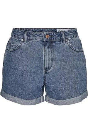 VERO MODA Vmzuri Hr Loose Shorts Mix Noos, Pantaloncini Donna, (Medium Blue Denim), XL