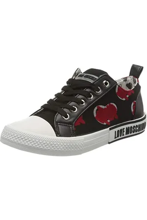 Moschino Scarpe Sneakers da Donna in Canvas, Precollezione Autunno-Inverno 2020. Made in Italy, Colore: Nero. Taglia: 35, Ginnastica EU
