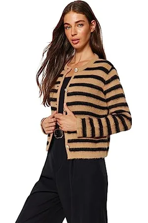 Trendyol Slim Fit Basic Crew Neck Knitwear Cardigan Camicia, , M Donna