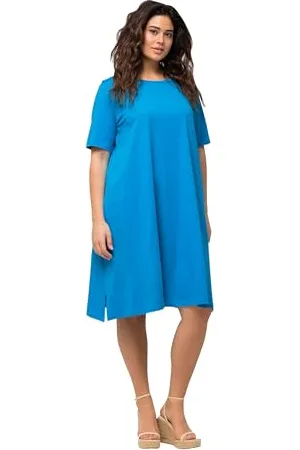 Ulla Popken Jerseykleid, A-Linie, Rundhals, Halbarm, Taschen 819165 Vestito, , 60-62 Donna