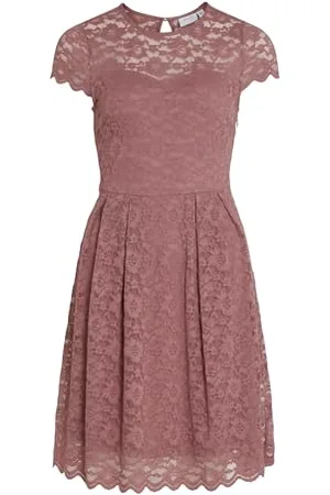 VILA Vikalila-Abito a Maniche Corte, in Pizzo, Colore: Noos Vestito, , S Donna